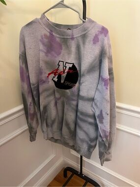 Vintage-Style Grey & Purple Tie-Dye Nike Crewneck